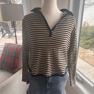 Respect Y2K Striped Collared Top 🖤